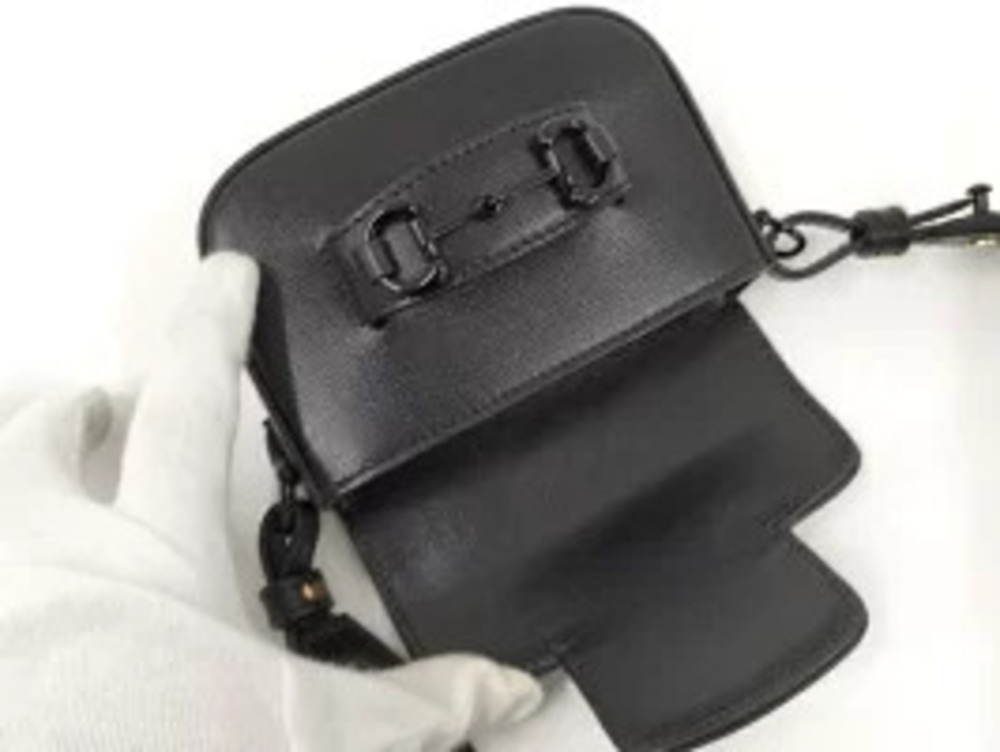 Gucci Bag Shoulder Horsebit Black Leather Sherry - Picture 8 of 9